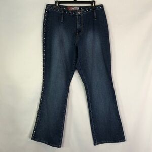 Laser Jeans Blue Beading Light Wash High Waist Flare Jeans Y2K